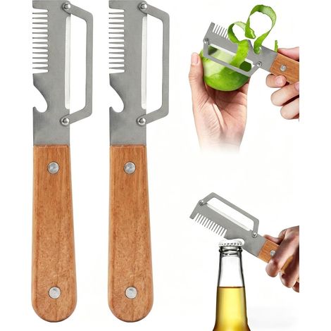 Éplucheur de Légumes pour Cuisine 2 Pièces Coupe Manuelle Ouvre-Bouteille Coupe-Légumes pour Fruits et Oignons Verts pour Pomme de Terre Potiron Papaye Maison Appartement Restaurant Camping (1/5)