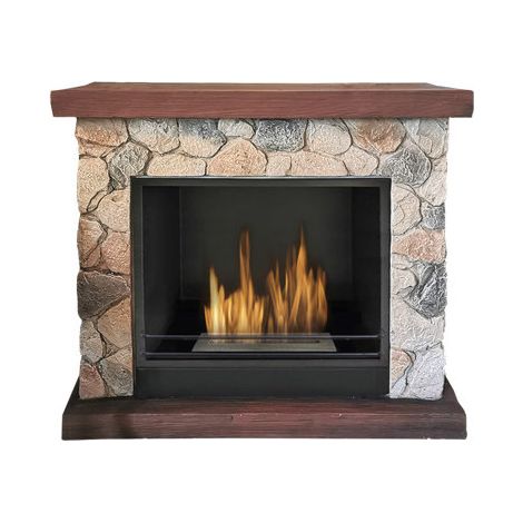 Cheminée bioéthanol 1,5 litre effet pierre – insert en acier – dimensions 90x30x80 cm – brûleur certifié pour espaces modernes