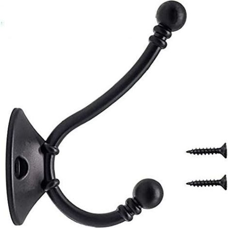 Lot de 8 grands crochets muraux vintage, crochets métalliques pour chapeaux, crochets rétro pour armoire, salle de bain, cuisine, noirs (96 mm, 60 mm, 34 mm) (1/5)