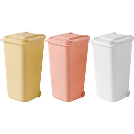 Lot de 3 poubelles de bureau avec couvercle, mini-poubelle, seau à déchets de bureau-16x10x6.5cm (1/3)