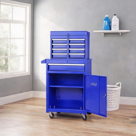 Servante d'atelier coloris bleu en acier 58,5 x 28 x 102 cm (1/5)