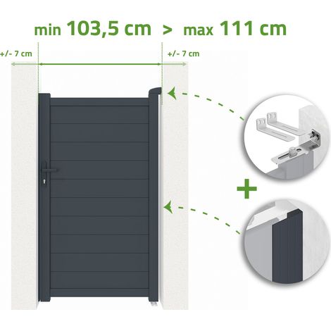 Portillon ajustable en largeur EIGER 1m H.180cm Aluminium Gris Anthracite (1/4)