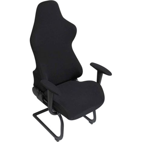 BRAVIX chaise gaming - housse fauteuil bureau 4 pièces/ensemble housse fauteuil gamer avec housses d'accoudoirs/couvertures de dossier de chaise/housse de siège de chaise, gaming chair cover (Noir)