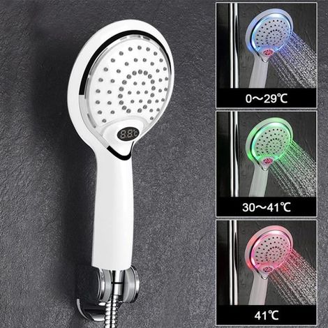 Pommeau de Douche avec Affichage de température 3 couleurs Pomme De Douche LED Douchette (1/4)
