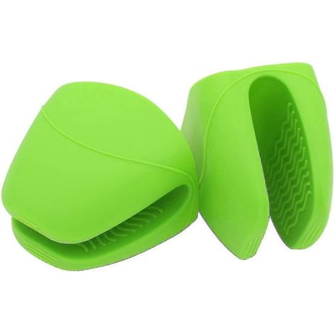 Gants de cuisine en silicone avec pinces, maniques de protection pour les doigts, pour la cuisine, la cuisson, la pâtisserie et le barbecue - Gants résistants à la chaleur (verts) (1/5)
