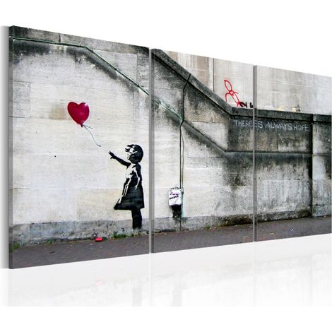 Tableau 3 Panneaux "Il Ya Toujours de l'espoir - Banksy" 30 x 60 cm (1/2)