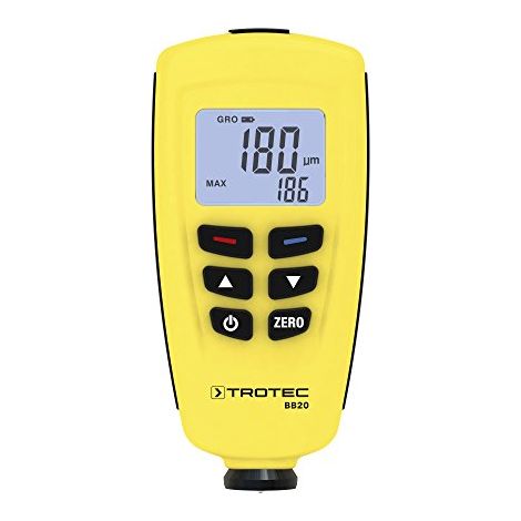 TROTEC Lackmessgerät BB20 – Lackschichten Messgerät für Auto – Messbereich 0 bis 1.250 µm, Speicher für 400 Messwerte, USB