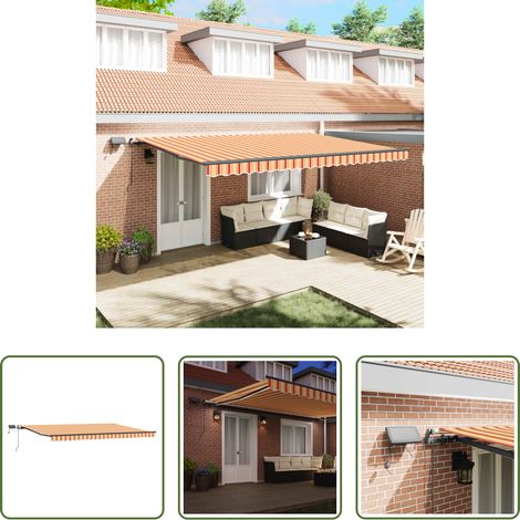 Ombrage extérieur - Auvent Rétractable jaune et orange 500 ×300 cm tissu (1/5)