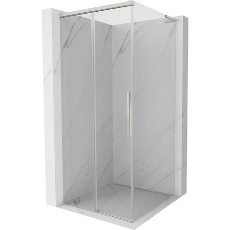 Mexen Rox L Duschkabine Schiebetür 100 x 100 cm, transparent, gebürsteter Nickel - 8C2L-100-100-97-00