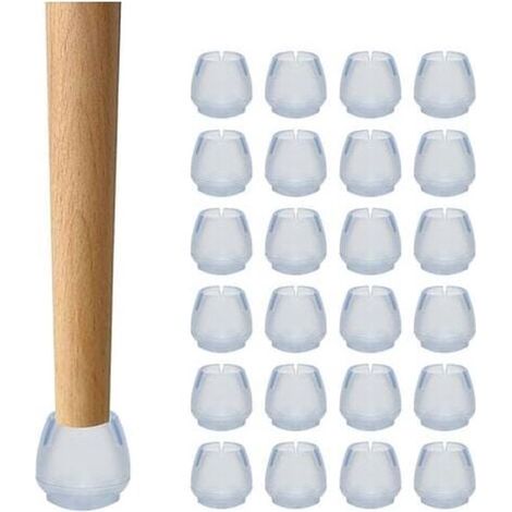 Protections pour pieds de chaise - 12 x 16 mm - évite le bruit de grattement - embouts ronds pour pieds de - 24 pièces d'embouts pour pieds de chaise (1/5)