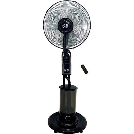 Dispositivo que combina las funciones de un ventilador y un nebulizador para refrescar el ambiente. Aparte de generar una corriente de aire, este tipo