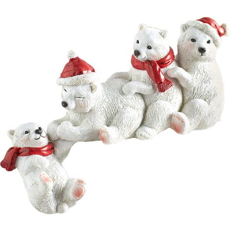 Oso polar decorativo de peluche suave, ideal para Navidad – Set de 2 osos polares, 30 cm