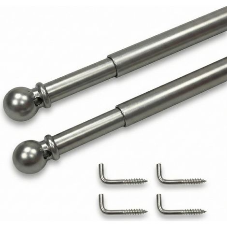Coppia ASTINE Tex ottone NICHELATO ARGENTATE Regolabili per Tenda a vetro Cm. 40-60