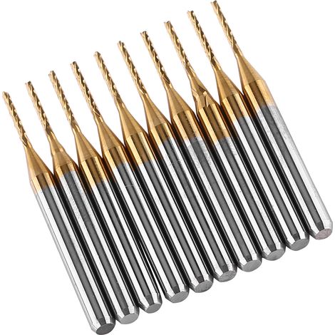 10 Stück titanbeschichtete Hartmetall-Fräser, Gravierfräser, Fräser 3,175 mm x 1 mm (1/5)