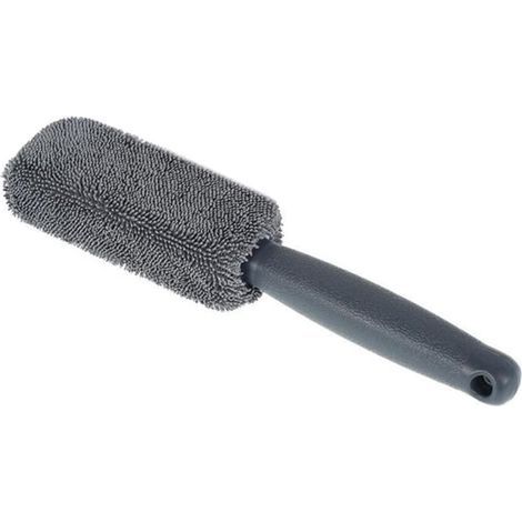 1 unidad Cepillo de microfibra para limpieza de coches, cepillo para ruedas, lavado y detallado de automóviles, cepillo portátil para maletero y motos (1/5)