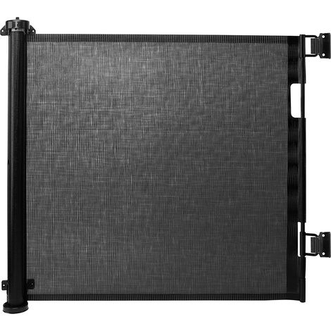 Relaxdays retractable door safety gate, extendable up to 1.5m, no drilling needed, child safety, stair gate, black (1/5)