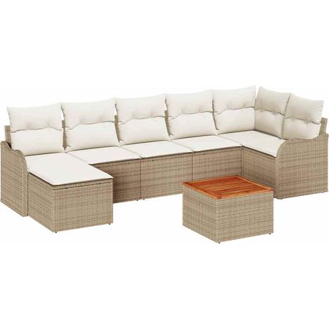 Maison Exclusive - Set Divano da Giardino 8 pcs Beige e Crema polyrattan