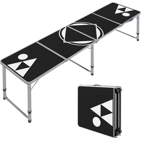 Table de camping pliante, légère, réglable en hauteur, structure en aluminium, 240 x 60 x 54/62/70 cm, noire (1/5)