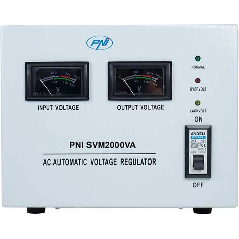 Stabilizzatore di tensione PNI SVM2000VA con servomotore, uscita 1600W, 7,2A, 230V (1/2)