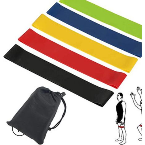 Lot de 5 bandes de résistance élastiques multicolores pour fitness et musculation