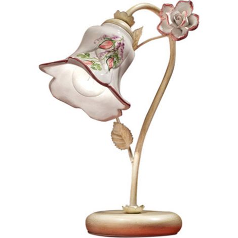 Lumetto Classico Pisa Metallo E Ceramica Bianco Sfumato Oro 1 Luce E14 (1/5)