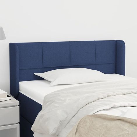 Tête de lit avec oreilles Style Classique Armoire de lit - Bleu 93x16x78/88 cm Tissu BV337184 - BonneVie (1/5)