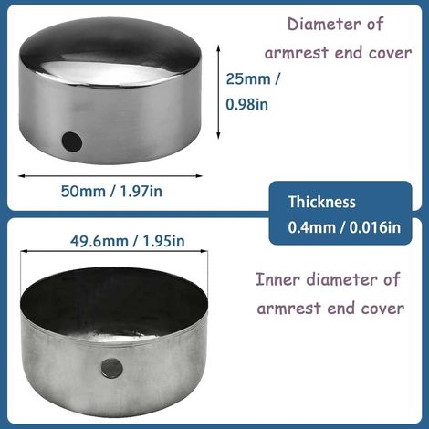 4 Pcs Embout De Main Courante Acier Inoxydable, Couvercle D'ExtréMité De L'Accoudoir Super Mince De 0,4 Mm,Embouts Ronds Pour Rampe D'Escalier, Avec 4 Vis En Acier Inoxydable(50mm)