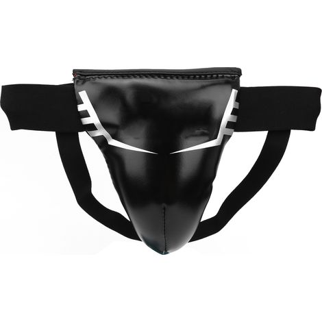 Protège-aine Noir PU Boxe Sanda Coquille de Protection pour Enfants 5‑9 Ans (1/5)
