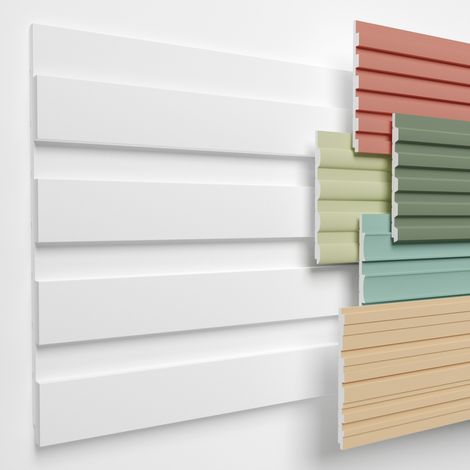 HEXIMO Lamellenwand XPS Akustikpaneele Wandverkleidung weiß Wandpaneele Lamellen Styropor Paneele: 1 Paneel / 0.46 m², HLM-1-03 (1/5)