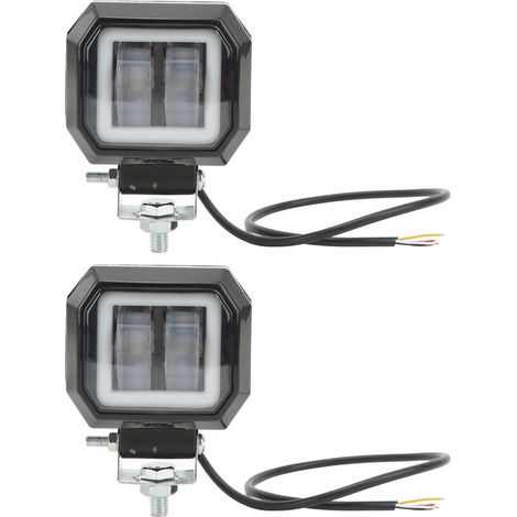 20W 6500K Lampe Carrée LED Spot Barre DRL Œil d'Ange Feux de Position Latéraux Anti-Brouillard pour Camion Off-Road SUV ATV Ouverture Rouge (1/5)