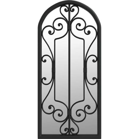 Specchio da Giardino Nero 100x45 cm in Ferro per Uso Esterno vidaXL