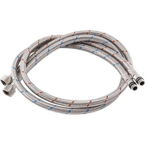 Raccordement flexible inox 100cm – Connexion mitigeur pour eau chaude et froide – Pression 10 bars – Débit 28 L/min (1/5)