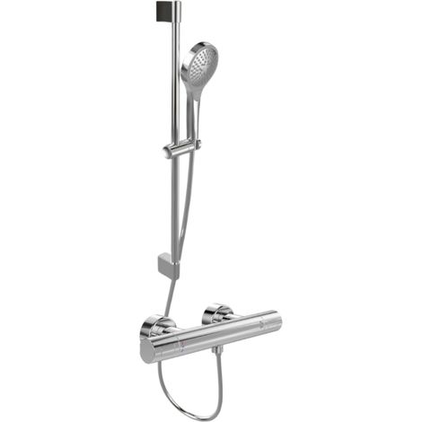 VILLEROY ET BOCH Grifería universal mezclador termostático de ducha redondo Cromo + VILLEROY ET BOCH Verve Showers Set de ducha 3 jets