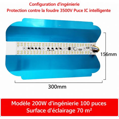 Projecteur LED extérieur 200W 100 LED modèle long lumière jaune étanche IP65 220V 200w100 réf 1278 30 × 16 × 5 cm 400 g – Livraison gratuite