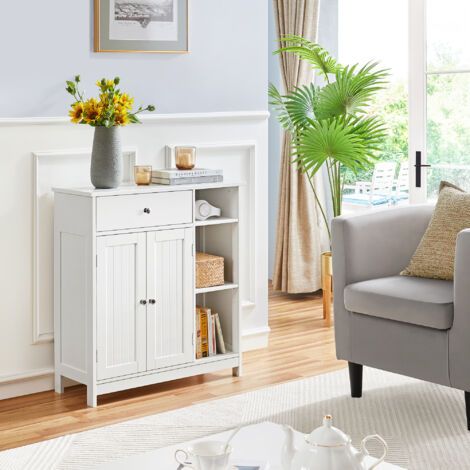 [JAMAIS UTILISÉ] Homevive Mueble de Baño Auxiliar Armario Baño de Suelo con Cajón y Puertas Mueble de Cocina con Estante Ajustable 75 x 30 x 80 cm Blanco