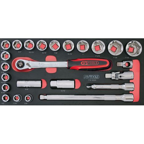 KS Tools - Module de douilles et accessoires ULTIMATE 1/2'' en pouces, 24 pièces - 713.1025