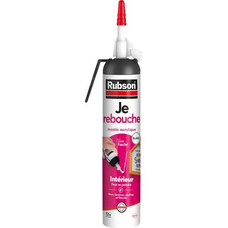 Rubson Je Rebouche Mastic Blanc 200 ml, mastic étanche en aérosol prêt à l'emploi, mastic acrylique pour murs, fenêtres, plinthes et fissures en intérieur (1/3)