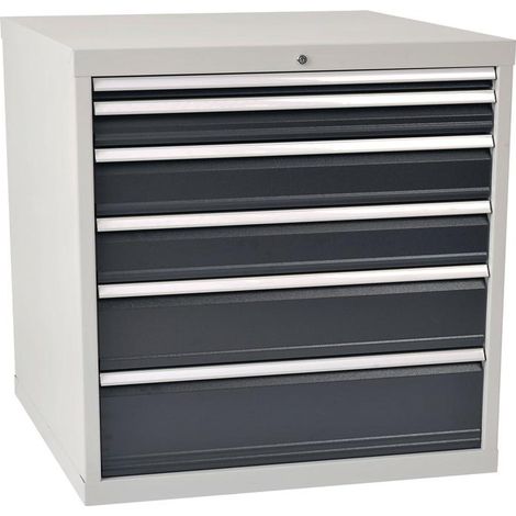 Commode H1019xL1005xP736mm gris clair/gris 6 tiroirs Grande chambre (1/4)