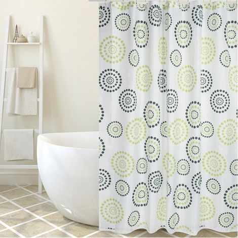 Rideau de douche Polyester DOTS 180x200cm QUALITE PREMIUM Vert - Anneaux inclus MSV (1/3)