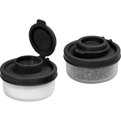 Lot de 2 mini pots à épices, faciles à transporter, translucides, 5x5x3,8 cm, noirs (1/5)