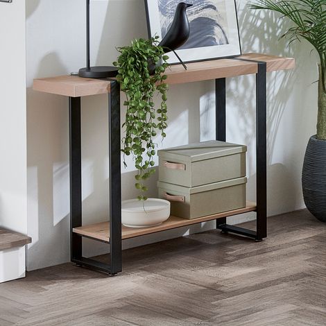 Console rectangulaire 120x30x82 cm en bois et métal - TRIAK (1/5)