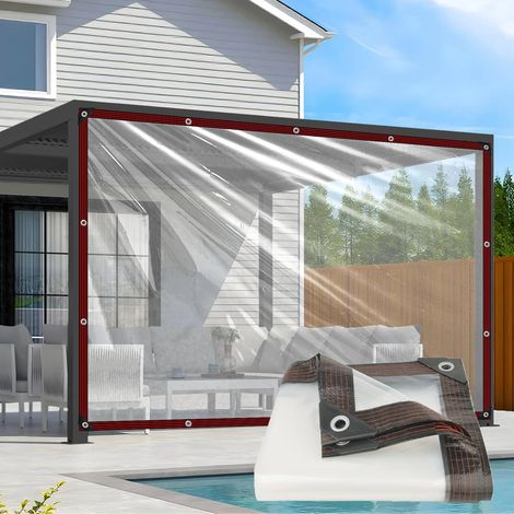 (Transparent, 200x200cm) Bâche imperméable, adaptée à la protection contre la pluie sur les patios, les jardins et les balcons. (1/5)
