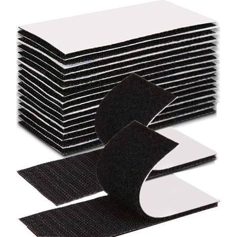 20 Pack Extra Strong Black Rectangular Double Sided Adhesive Tapes, Reusable Strong Double Sided Adhesive 30mm x 10cm (1/5)