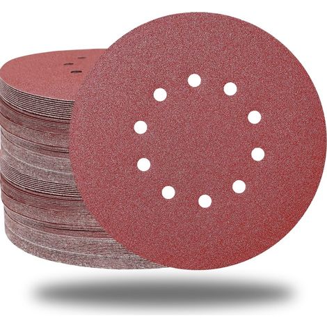 20 disques abrasifs auto-agrippants 9 pouces grain 240 pour plâtre et bois, lot de 20 avec perforations (1/5)