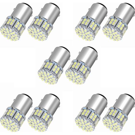 Lot de 10 ampoules LED blanches 6000K 1157 50SMD pour feux arrière et freins BAY15D 12V (1/5)