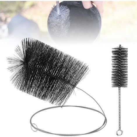 Lot de 2 brosses pour tuyau de poêle : brosse de poêle Ø 150 mm/180 mm de longueur 170 mm, balai de cheminée avec tige flexible, brosse pour tuyau de poêle, balai de cheminée, kit de nettoyage (1/5)