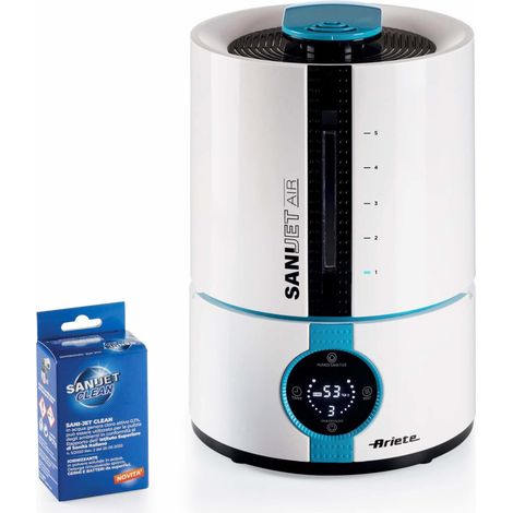 Ariete 2836 Sani-Jet Air Umidificatore a ultrasuoni 5 L 30 W per ambienti fino a 90 m² funzione igienizzante ionizzatore display LED touch colore Bianco Azzurro (1/9)