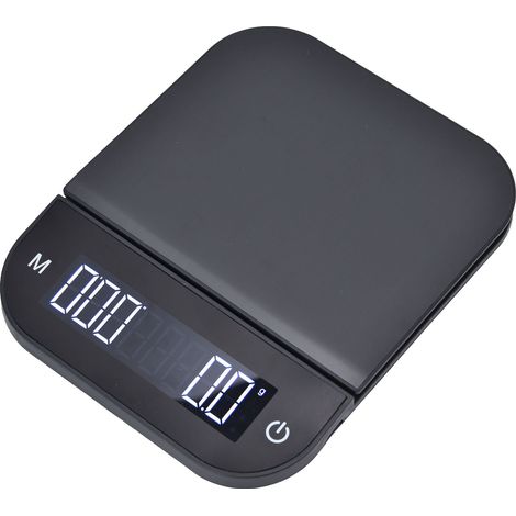 Manuelle Kaffeewaage (3 kg), elektronische Kaffeewaage mit Timer, Edelstahl-Touchscreen-Zähler, USB-aufladbar (Batterie nicht im Lieferumfang enthalten, Modell MS-R40A) (1/5)