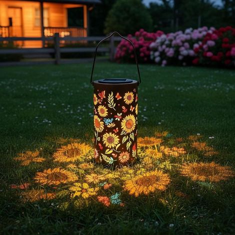 1 - Solar-Sonnenblumenlampe - Dekorative Beleuchtung - Projektion eines floralen Musters - Schutzart IP65 - Für Garten, Weg, Terrasse - Mehrfarbig - 20 x 20 x 40 cm (1/5)