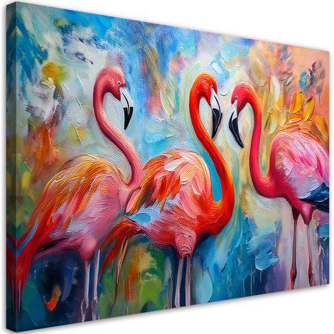 Tableau déco Flamants Oiseaux Animaux Abstrait Coloré 60x40 (1/5)